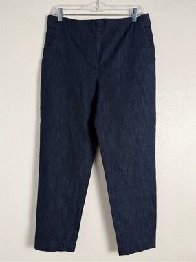 Talbots Women's Trousers Sz 6 Classic Straight Leg Cut Crop Navy Flat Front